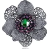 Pendants | Other Brooches*Alex Soldier Silver Coronaria Brooch/Pendant with Crystal & Garnet