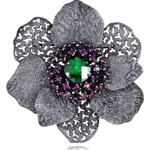 Pendants | Other Brooches*Alex Soldier Silver Coronaria Brooch/Pendant with Crystal & Garnet