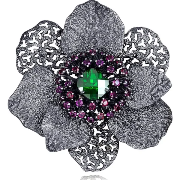 Pendants | Other Brooches*Alex Soldier Silver Coronaria Brooch/Pendant with Crystal & Garnet