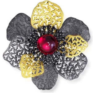 Pendants | Other Brooches*Alex Soldier Silver Coronaria Brooch/Pendant with Sapphire & Spinel