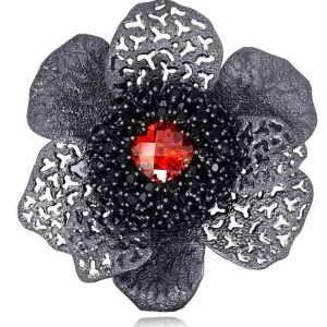 Pendants | Other Brooches*Alex Soldier Silver Coronaria Brooch/Pendant with Red Crystal