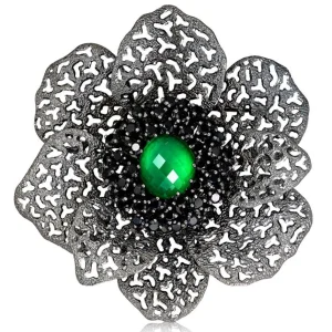 Pendants | Other Brooches*Alex Soldier Silver Coronaria Brooch/Pendant with Oval Green Agate