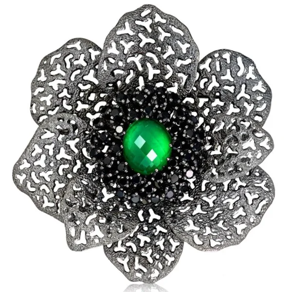 Pendants | Other Brooches*Alex Soldier Silver Coronaria Brooch/Pendant with Oval Green Agate