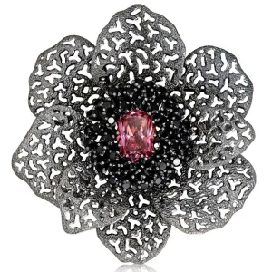 Pendants | Other Brooches*Alex Soldier Silver Coronaria Brooch/Pendant with Pink Crystal