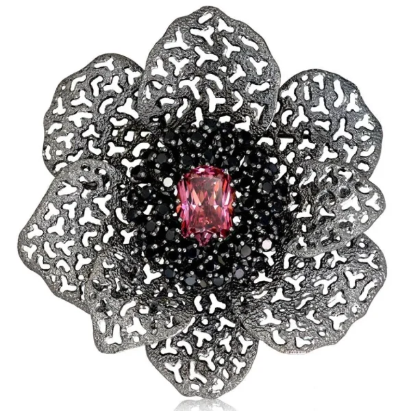Pendants | Other Brooches*Alex Soldier Silver Coronaria Brooch/Pendant with Pink Crystal