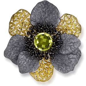 Pendants | Other Brooches*Alex Soldier Silver Coronaria Brooch/Pendant with Lemon Citrine