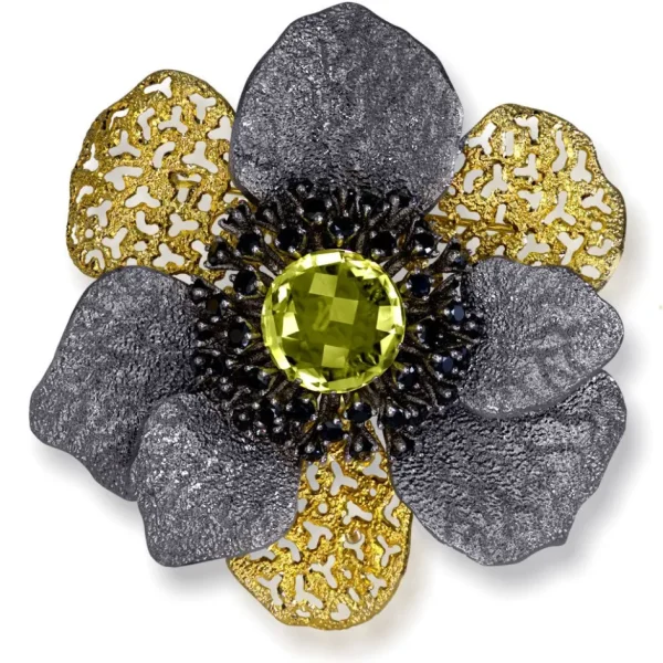 Pendants | Other Brooches*Alex Soldier Silver Coronaria Brooch/Pendant with Lemon Citrine