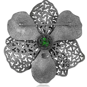 Pendants | Other Brooches*Alex Soldier Silver Coronaria Brooch/Pendant with Green Oval Crystal
