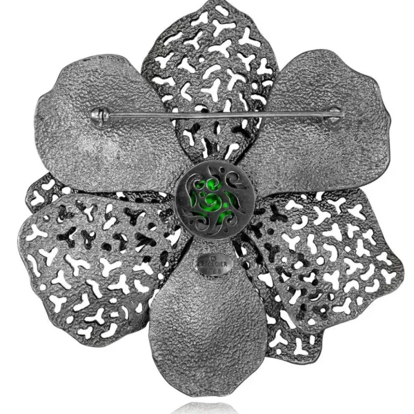 Pendants | Other Brooches*Alex Soldier Silver Coronaria Brooch/Pendant with Green Oval Crystal