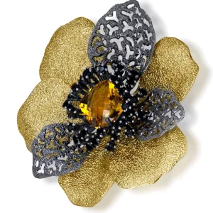 Pendants | Other Brooches*Alex Soldier Silver Coronaria Brooch/Pendant with Citrine & Spinel