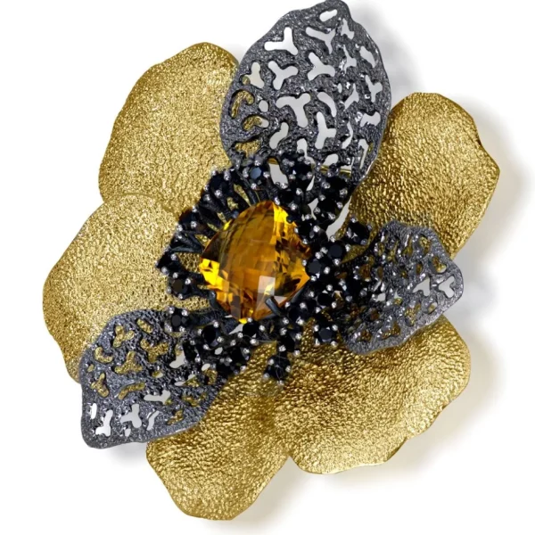 Pendants | Other Brooches*Alex Soldier Silver Coronaria Brooch/Pendant with Citrine & Spinel