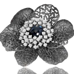 Pendants | Other Brooches*Alex Soldier Silver Coronaria Brooch/Pendant with Hematite & Quartz