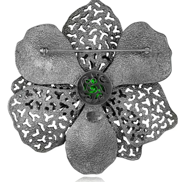 Pendants | Other Brooches*Alex Soldier Silver Coronaria Brooch/Pendant with Green Agate, Topaz