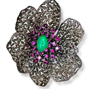 Garnet Jewelry | Pendants*Alex Soldier Silver Coronaria Brooch/Pendant with Agate & Garnet