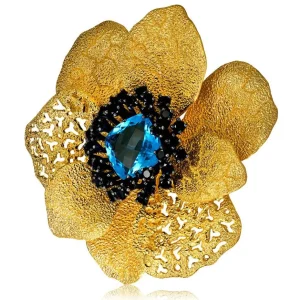 Pendants | Other Brooches*Alex Soldier Silver Coronaria Brooch/Pendant with Blue Topaz, Spinel