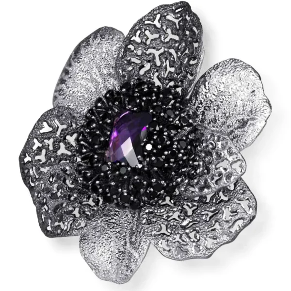 Amethyst Jewelry | Pendants*Alex Soldier Silver Coronaria Brooch/Pendant with Amethyst & Spinel