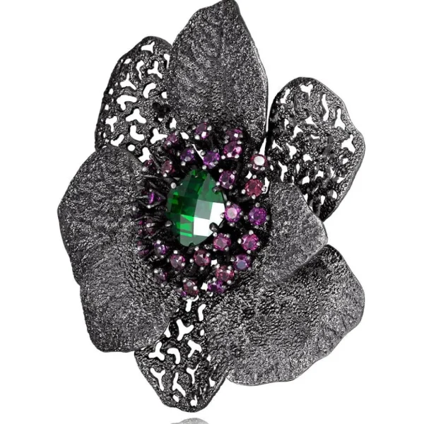 Pendants | Other Brooches*Alex Soldier Silver Coronaria Brooch/Pendant with Crystal & Garnet
