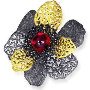 Pendants | Other Brooches*Alex Soldier Silver Coronaria Brooch/Pendant with Sapphire & Spinel