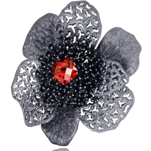 Pendants | Other Brooches*Alex Soldier Silver Coronaria Brooch/Pendant with Red Crystal