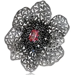 Pendants | Other Brooches*Alex Soldier Silver Coronaria Brooch/Pendant with Pink Crystal