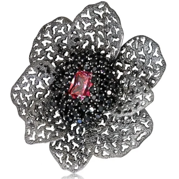 Pendants | Other Brooches*Alex Soldier Silver Coronaria Brooch/Pendant with Pink Crystal