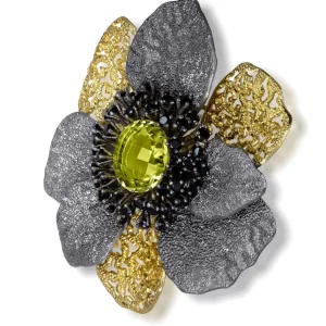 Pendants | Other Brooches*Alex Soldier Silver Coronaria Brooch/Pendant with Lemon Citrine