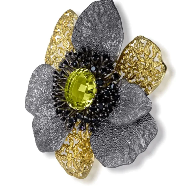 Pendants | Other Brooches*Alex Soldier Silver Coronaria Brooch/Pendant with Lemon Citrine