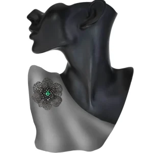 Pendants | Other Brooches*Alex Soldier Silver Coronaria Brooch/Pendant with Green Oval Crystal