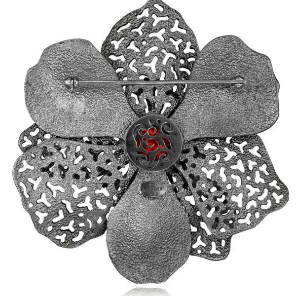 Pendants | Other Brooches*Alex Soldier Silver Coronaria Brooch/Pendant with Red Crystal