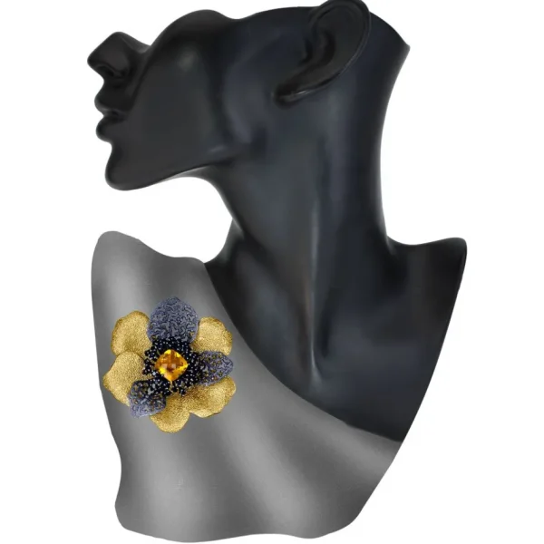 Pendants | Other Brooches*Alex Soldier Silver Coronaria Brooch/Pendant with Citrine & Spinel