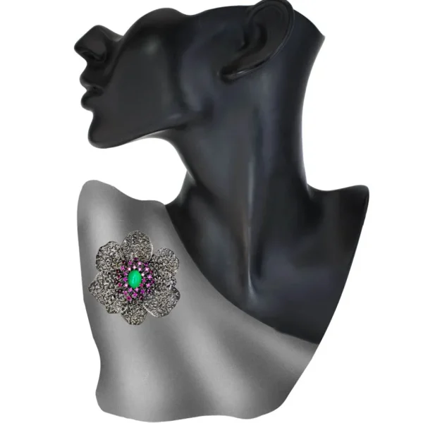 Garnet Jewelry | Pendants*Alex Soldier Silver Coronaria Brooch/Pendant with Agate & Garnet