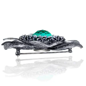 Pendants | Other Brooches*Alex Soldier Silver Coronaria Brooch/Pendant with Oval Green Agate