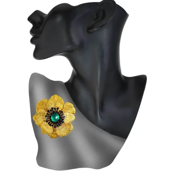 Pendants | Other Brooches*Alex Soldier Silver Coronaria Brooch/Pendant with Green Agate Quartz