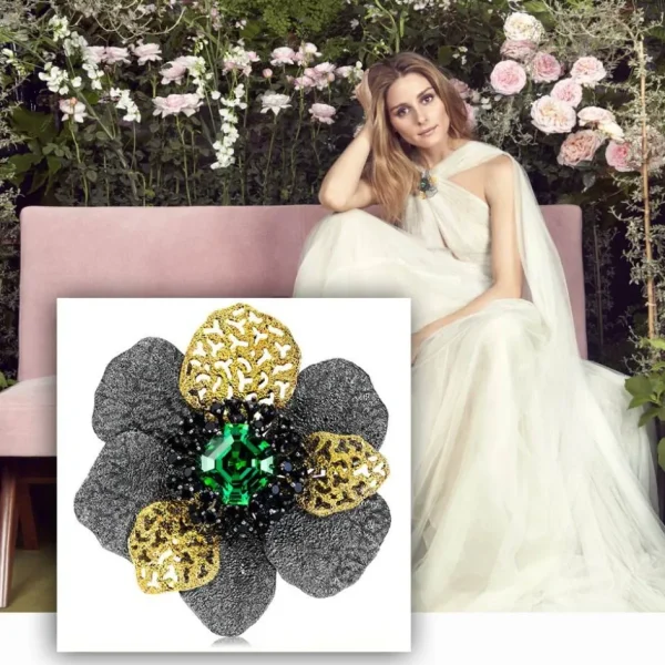 Pendants | Other Brooches*Alex Soldier Silver Coronaria Brooch/Pendant with Green Crystal