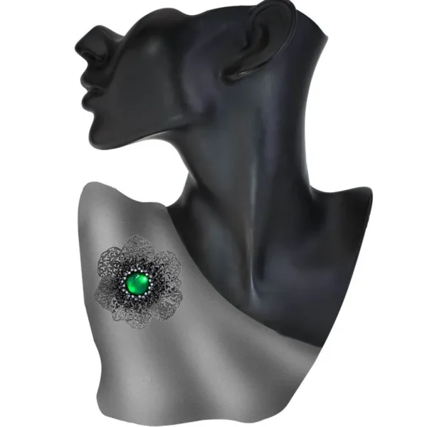 Pendants | Other Brooches*Alex Soldier Silver Coronaria Brooch/Pendant with Round Green Agate