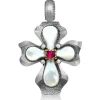 For Men | Pendants*Alex Soldier Silver Cross Pendant with Mother of Pearl and Ruby