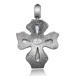 For Men | Pendants*Alex Soldier Silver Cross Pendant with Mother of Pearl and Ruby