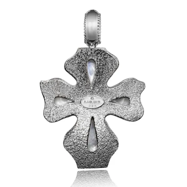 For Men | Pendants*Alex Soldier Silver Cross Pendant with Mother of Pearl and Ruby