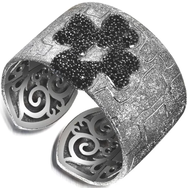 Cuff Bracelets*Alex Soldier Silver Crossroad Black Cuff Bracelet with Black Spinel