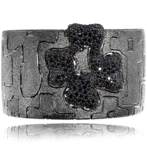 Cuff Bracelets*Alex Soldier Silver Crossroad Black Cuff Bracelet with Black Spinel