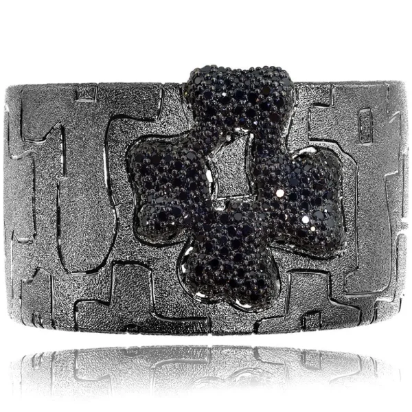 Cuff Bracelets*Alex Soldier Silver Crossroad Black Cuff Bracelet with Black Spinel