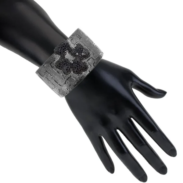 Cuff Bracelets*Alex Soldier Silver Crossroad Black Cuff Bracelet with Black Spinel