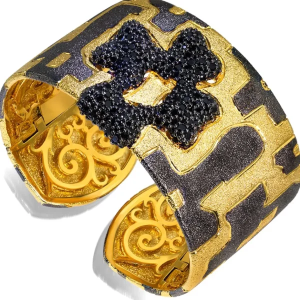 Cuff Bracelets*Alex Soldier Silver Crossroad Cuff Bracelet with Black Spinel