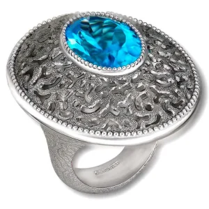Citrine Jewelry | Designer Rings*Alex Soldier Silver Galactica Ring with Blue Topaz
