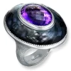 Amethyst Jewelry | Designer Rings*Alex Soldier Silver Galactica Ring with Amethyst, Hematite & Quartz