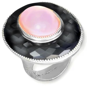 Designer Rings | Silver Rings*Alex Soldier Silver Galactica Ring with Rose Quartz, Mother of Pearl & Hematite