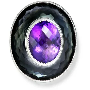 Amethyst Jewelry | Designer Rings*Alex Soldier Silver Galactica Ring with Amethyst, Hematite & Quartz