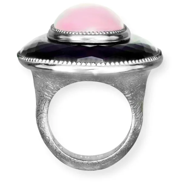 Designer Rings | Silver Rings*Alex Soldier Silver Galactica Ring with Rose Quartz, Mother of Pearl & Hematite