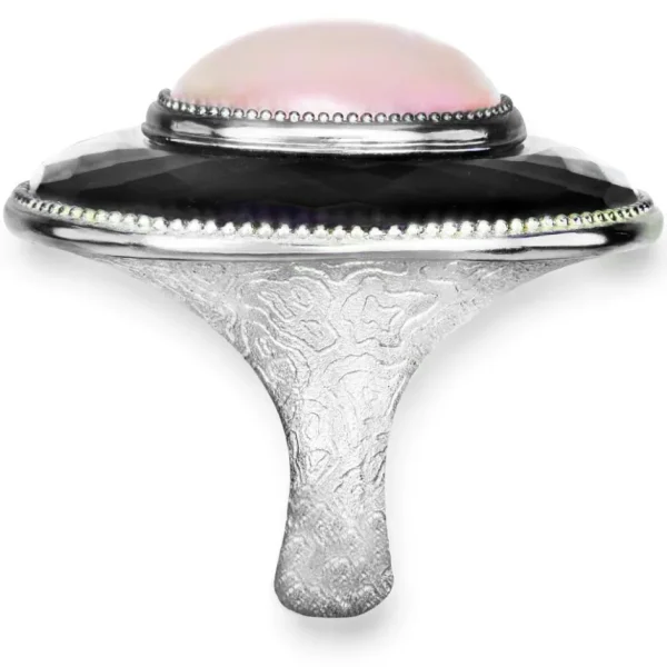 Designer Rings | Silver Rings*Alex Soldier Silver Galactica Ring with Rose Quartz, Mother of Pearl & Hematite