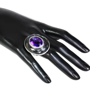 Amethyst Jewelry | Designer Rings*Alex Soldier Silver Galactica Ring with Amethyst, Hematite & Quartz